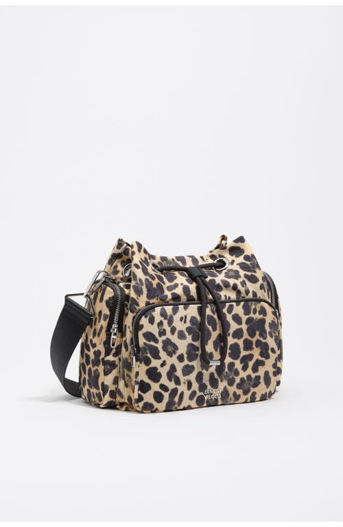 Bimba Y Lola Leopard Nylon Pocket Bucket Bag In Animal Print