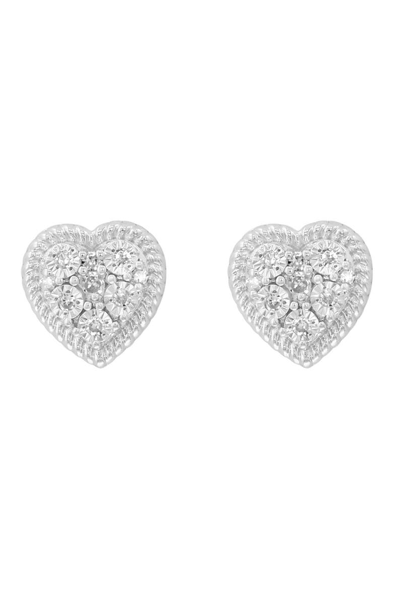 Diamond Heart Earrings, Alternate, color, SILVER