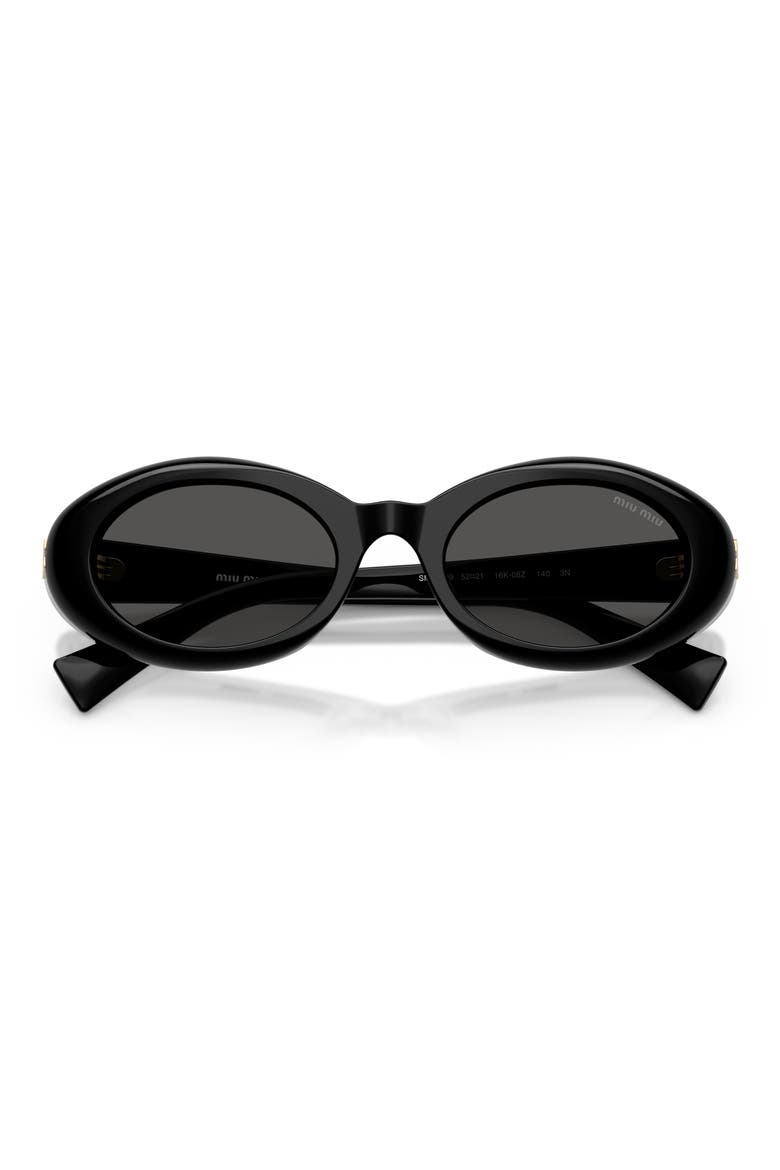 52mm Oval Sunglasses, Alternate, color, BLACK / DARK GREY