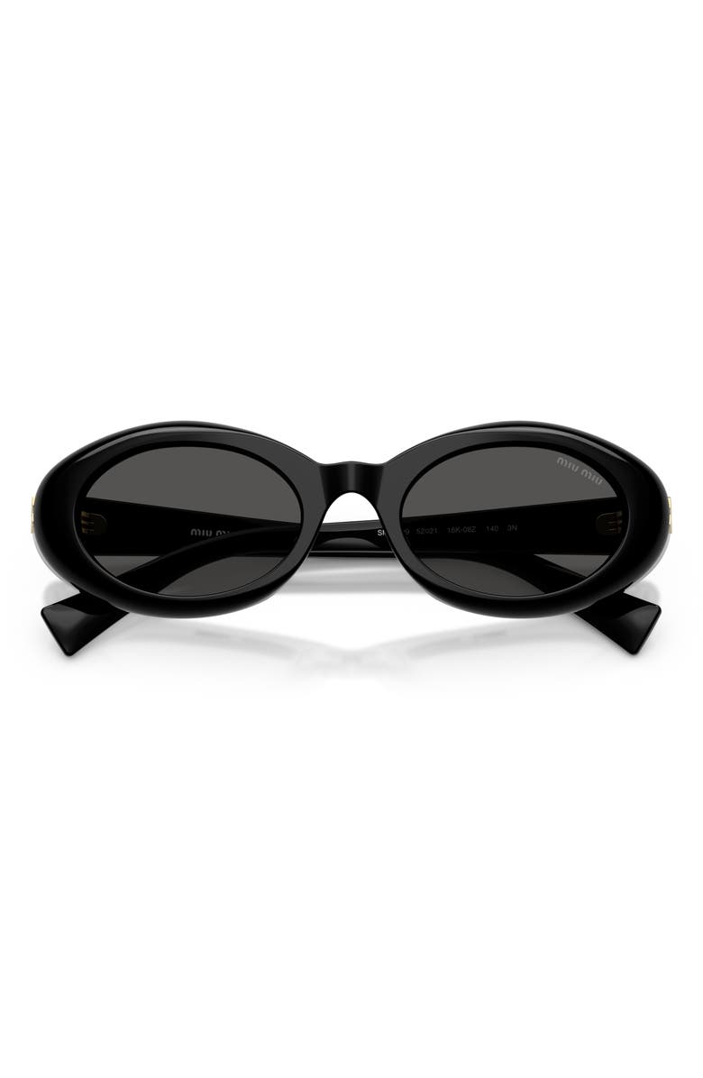 Miu Miu 52mm Oval Sunglasses, Alternate, color, Black / Dark Grey