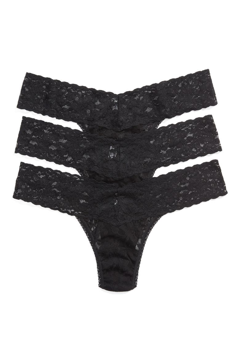 3-Pack Low Rise Thong, Main, color, BLACK