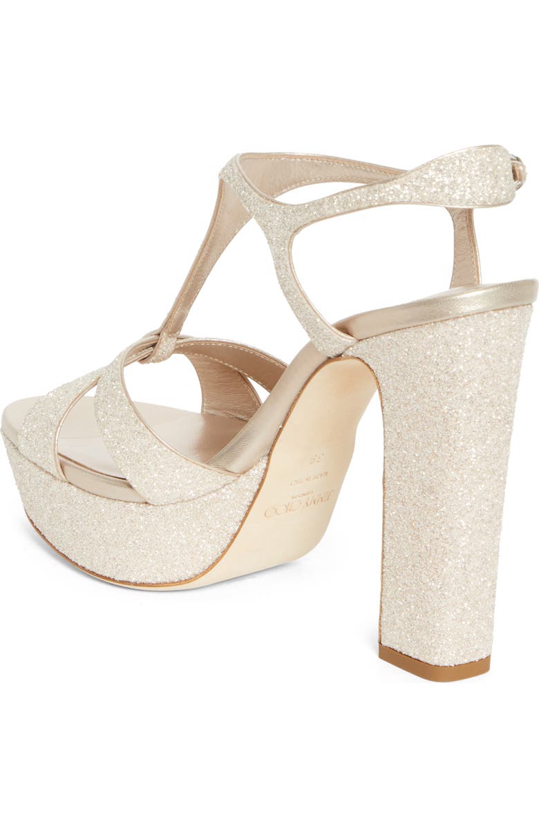 Jimmy Choo Kesia Glitter Platform Sandal, Alternate, color, Light Soft Gold