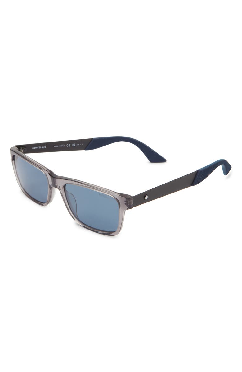 Montblanc 56mm Square Sunglasses, Alternate, color, Grey Black Blue