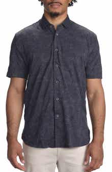 STUDIO GARNET LOS ANGELES Palm Print Short Sleeve Cotton Button-Up Shirt