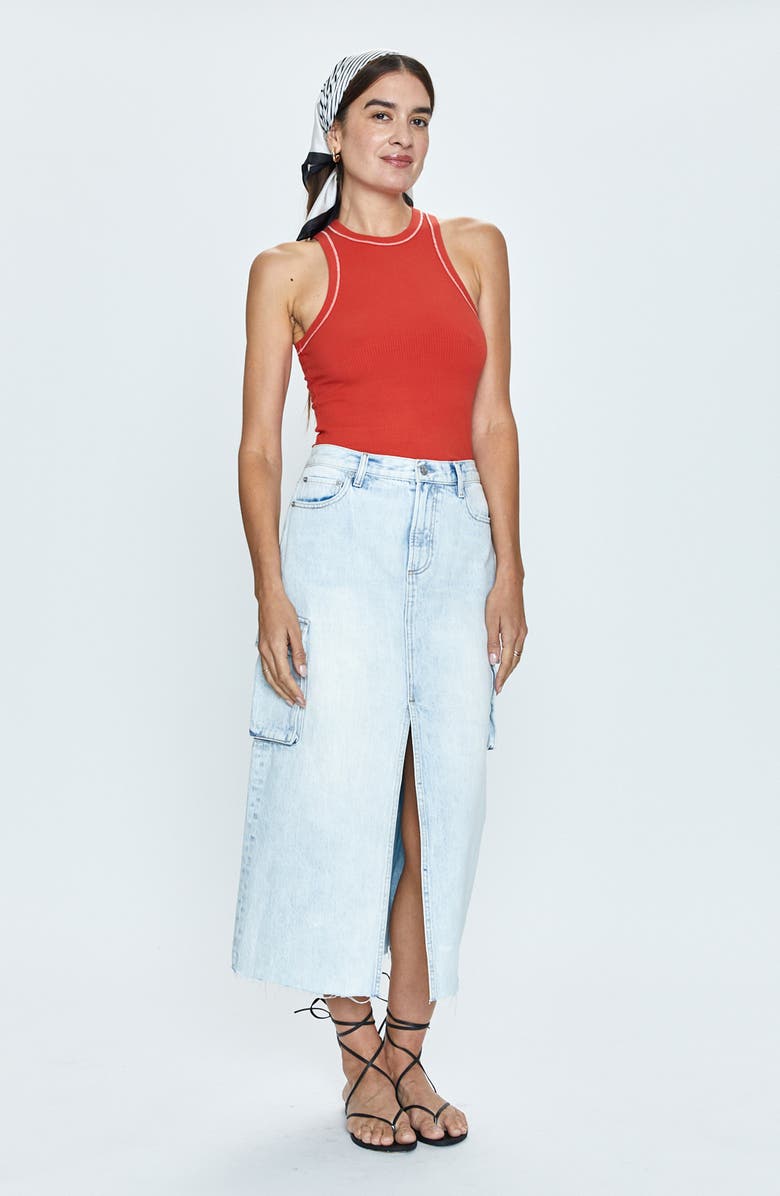 Pistola Mckayla Cargo Demin Midi Skirt, Alternate, color,