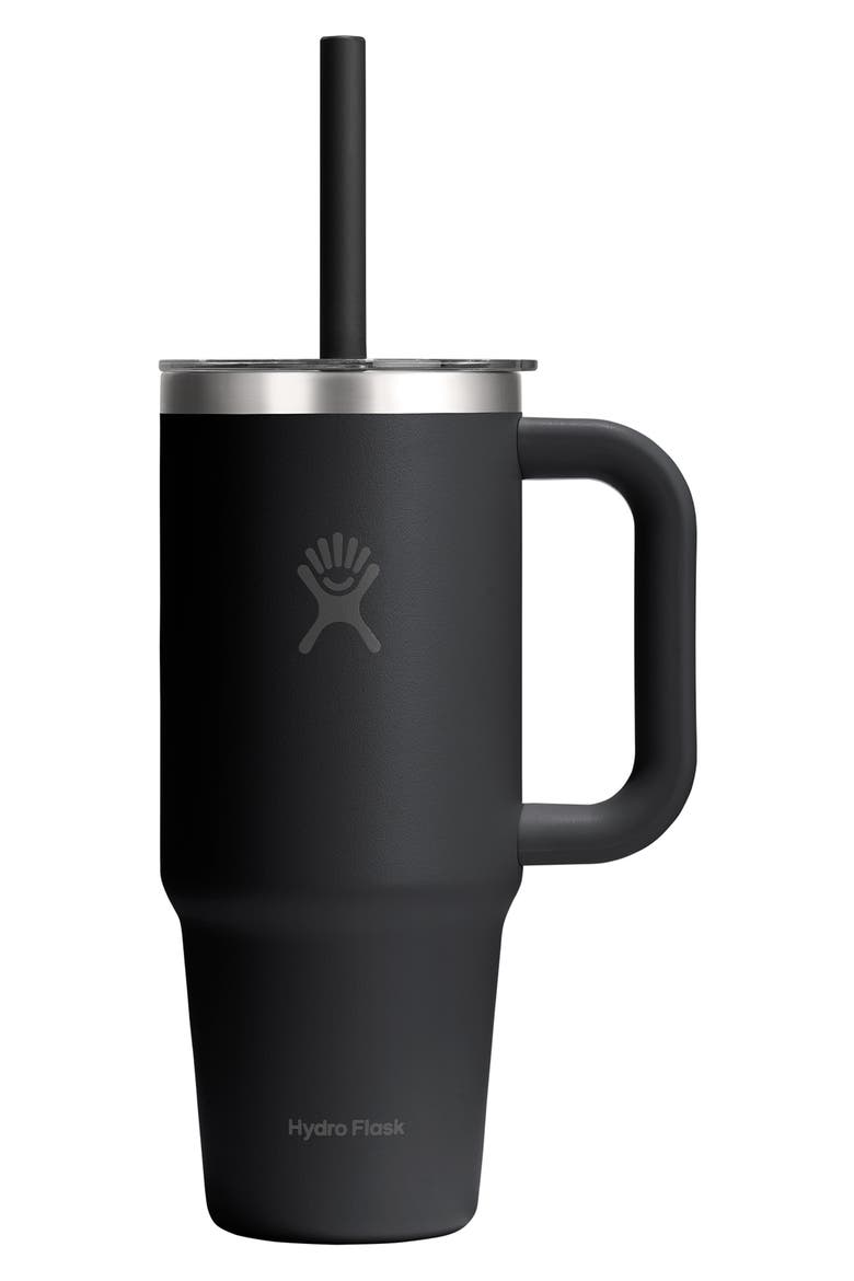 24-Ounce Clear Lid Travel Tumbler, Main, color, BLACK