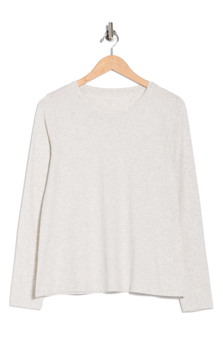 Eileen Fisher Organic Cotton Long Sleeve T-Shirt, Main, color, Sea Salt