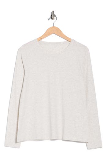 Eileen Fisher Organic Cotton Long Sleeve T-shirt In Gray