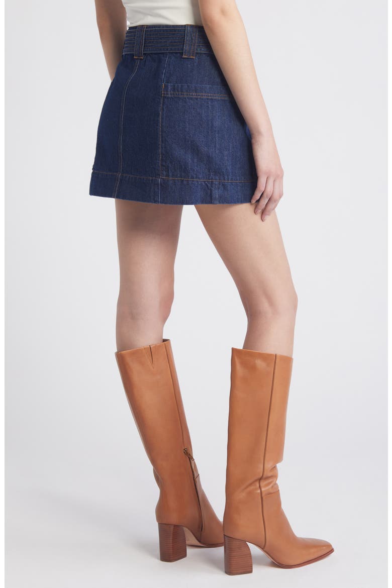Deanna Belted Denim Wrap Miniskirt, Alternate, color, RAW DENIM