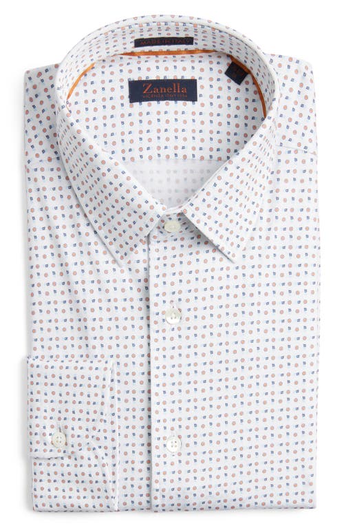 Zanella Dots Knit Cotton Blend Dress Shirt In Tan