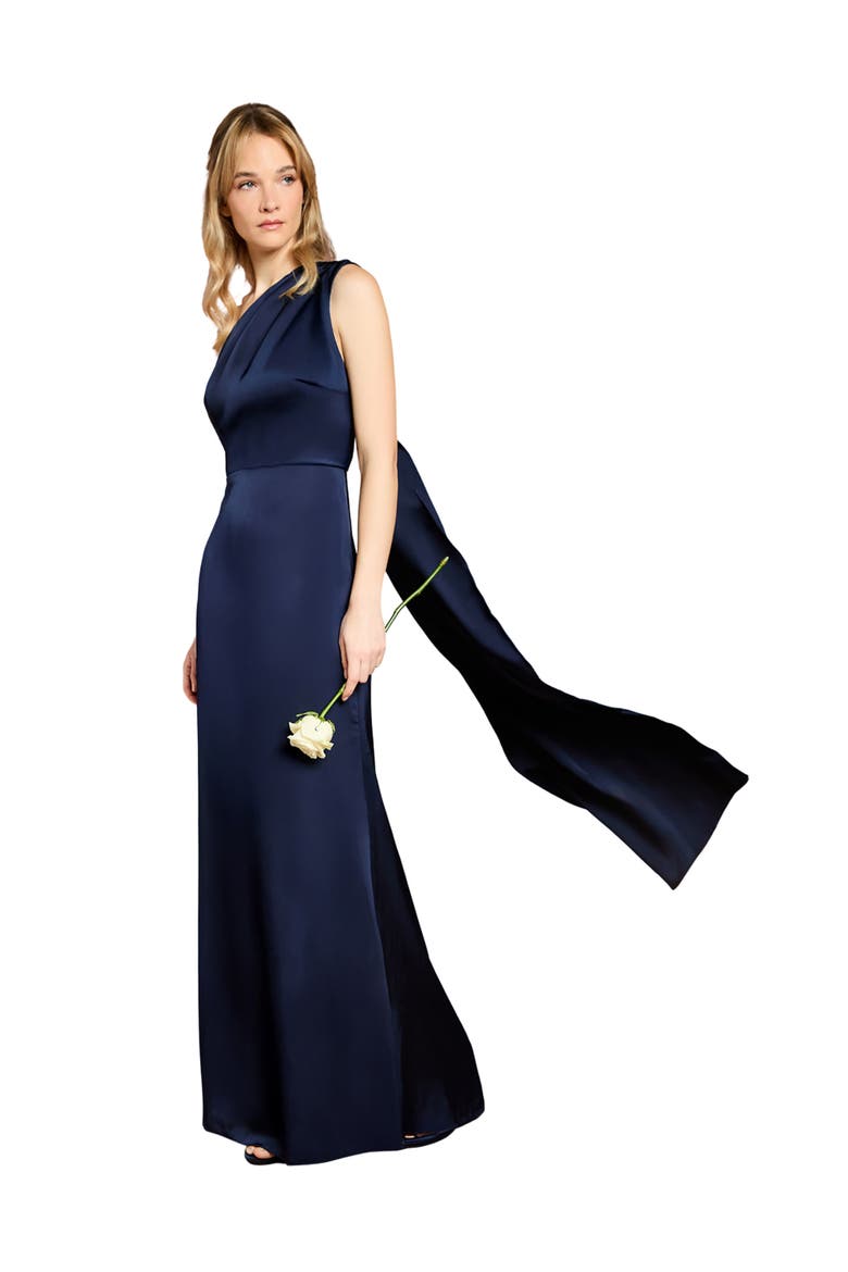 One Shoulder Maxi Dress, Alternate, color, Navy