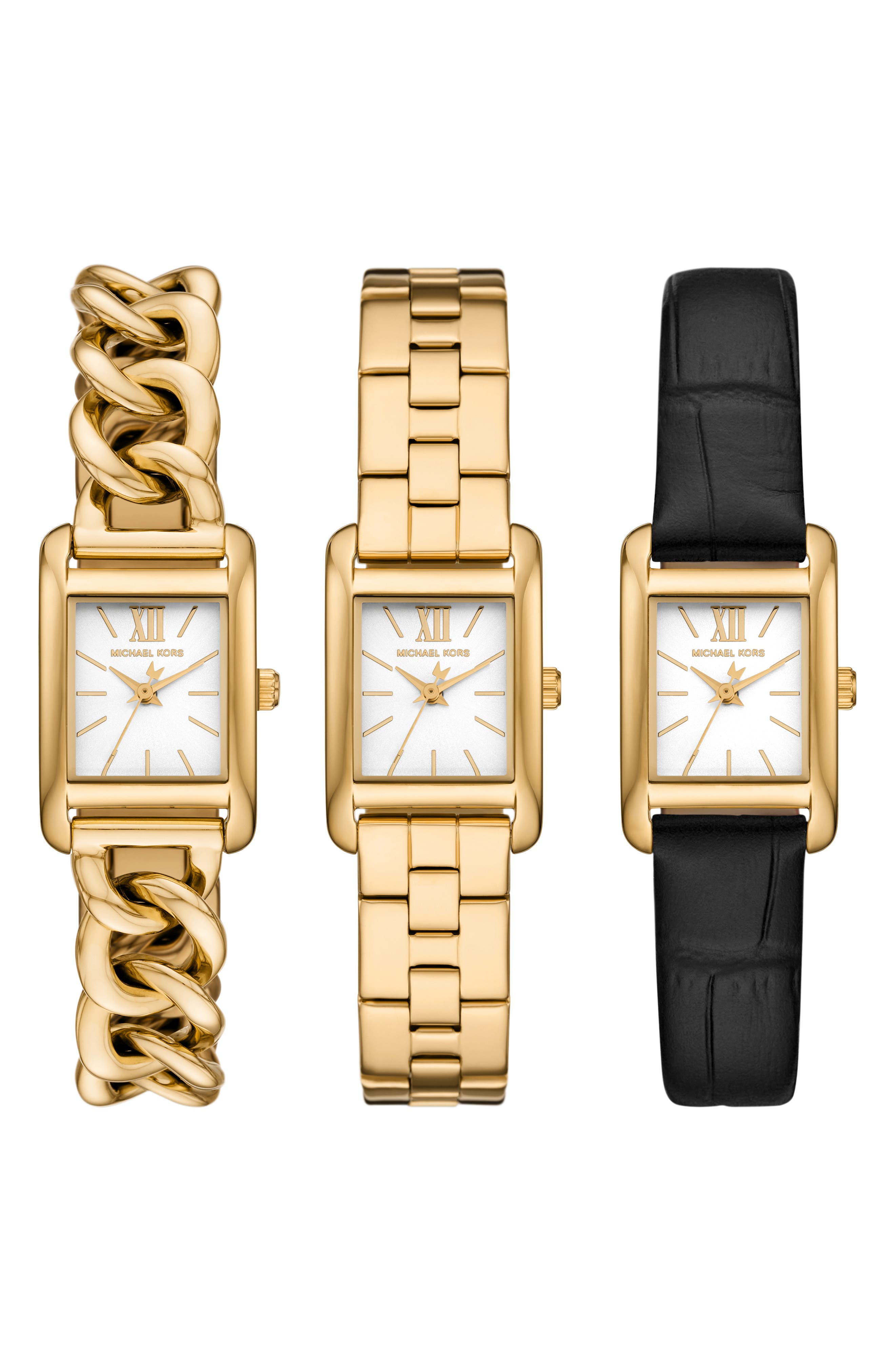 Monroe Rectangular Bracelet Watch and Interchangeable Straps Set