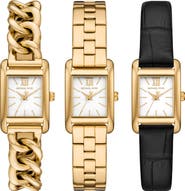 Michael Kors Monroe Rectangular Bracelet Watch and Interchangeable Straps Set