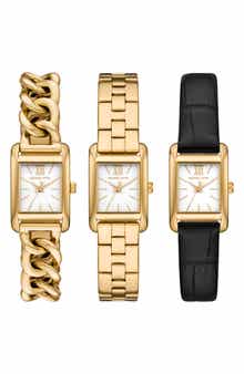 Monroe Rectangular Bracelet Watch and Interchangeable Straps Set