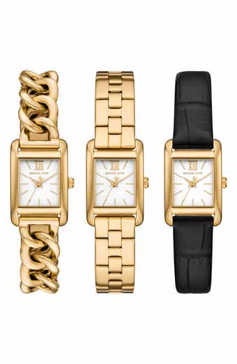 Monroe Rectangular Bracelet Watch and Interchangeable Straps Set