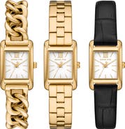 Michael Kors Monroe Rectangular Bracelet Watch and Interchangeable Straps Set