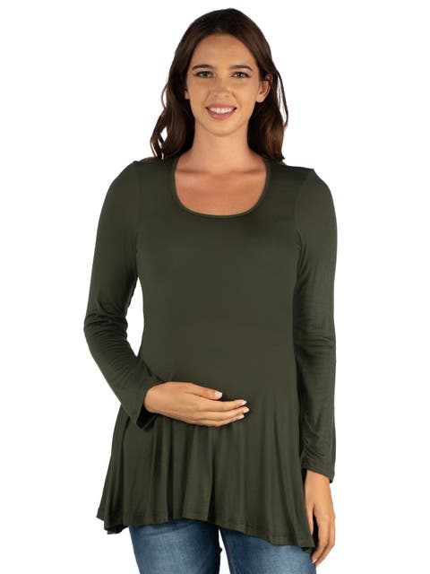 Maternity Long Sleeve Swing Style Flared Tunic Top