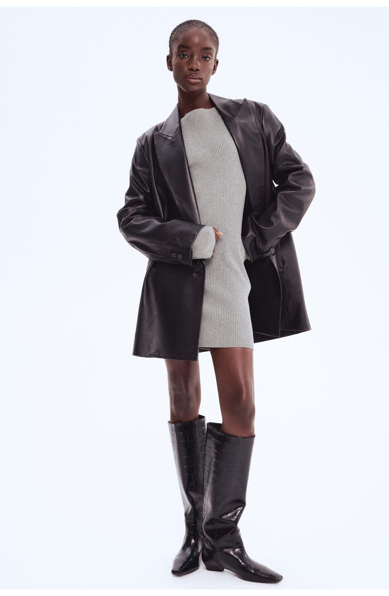 H&M Rib-knit Dress, Alternate, color, Gray Melange