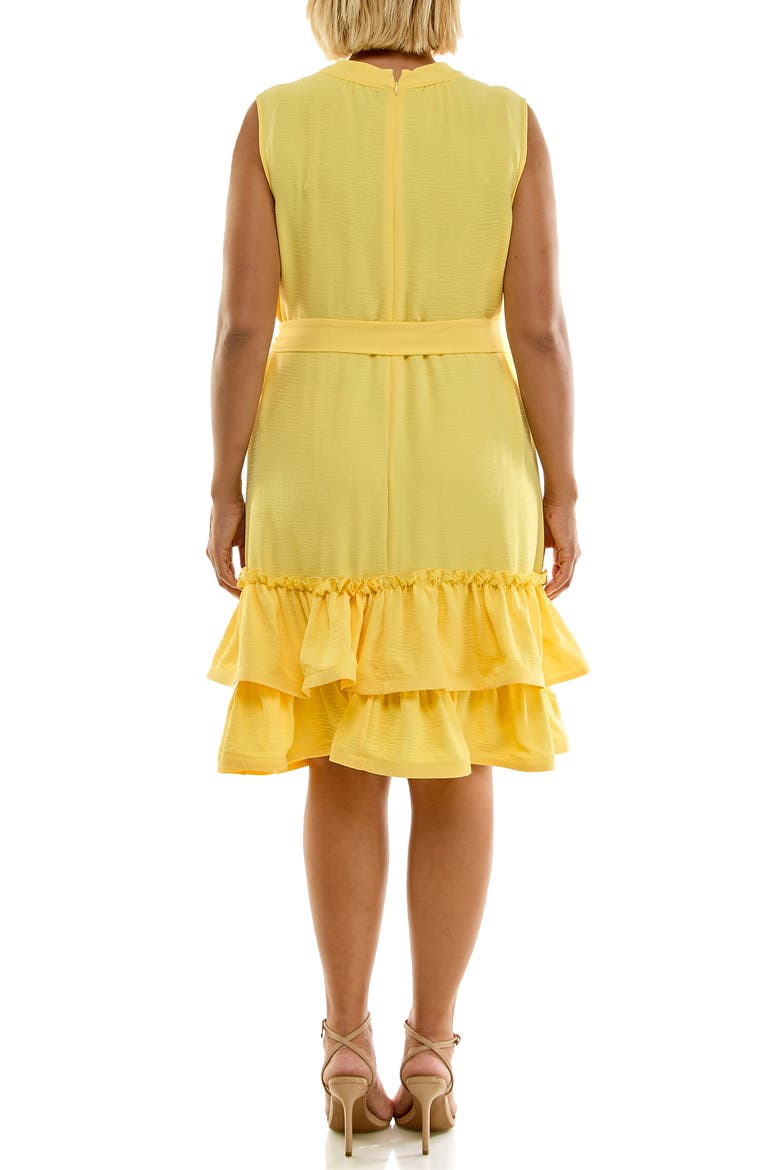 Tiered Flounce Self Sash Shift Dress, Alternate, color, LEMON
