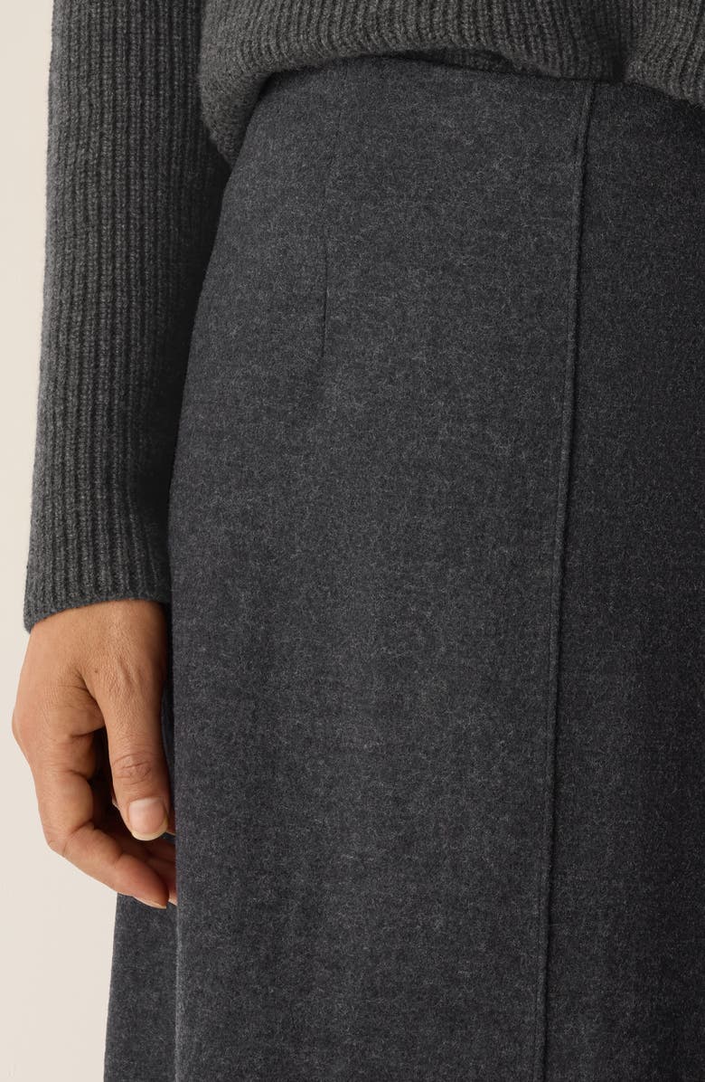 Eileen Fisher Virgin Wool Jersey A-Line Midi Skirt, Alternate, color, Charcoal