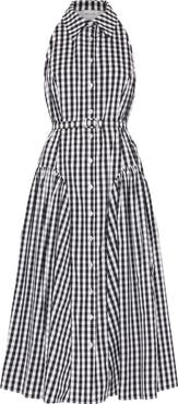 Milly Maxine Gingham Cotton Blend Midi Shirtdress