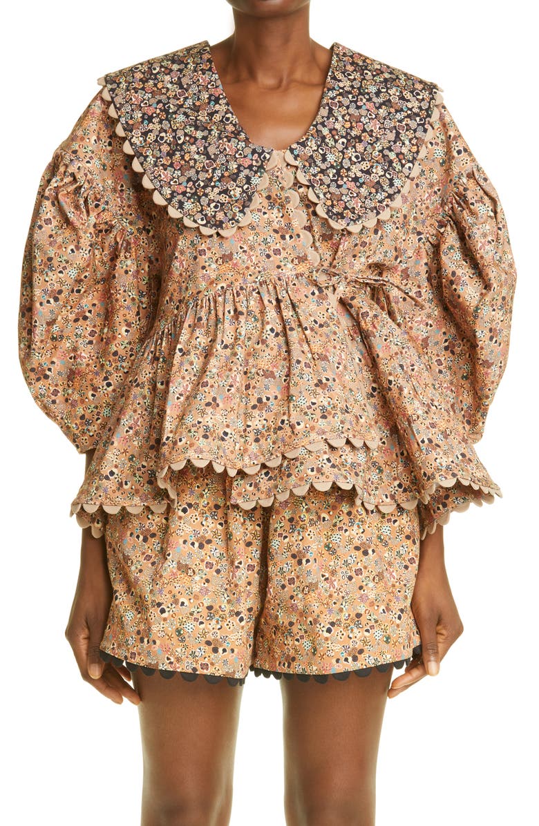 Kika Vargas Shona Print Wrap Top with Overlay, Main, color, 