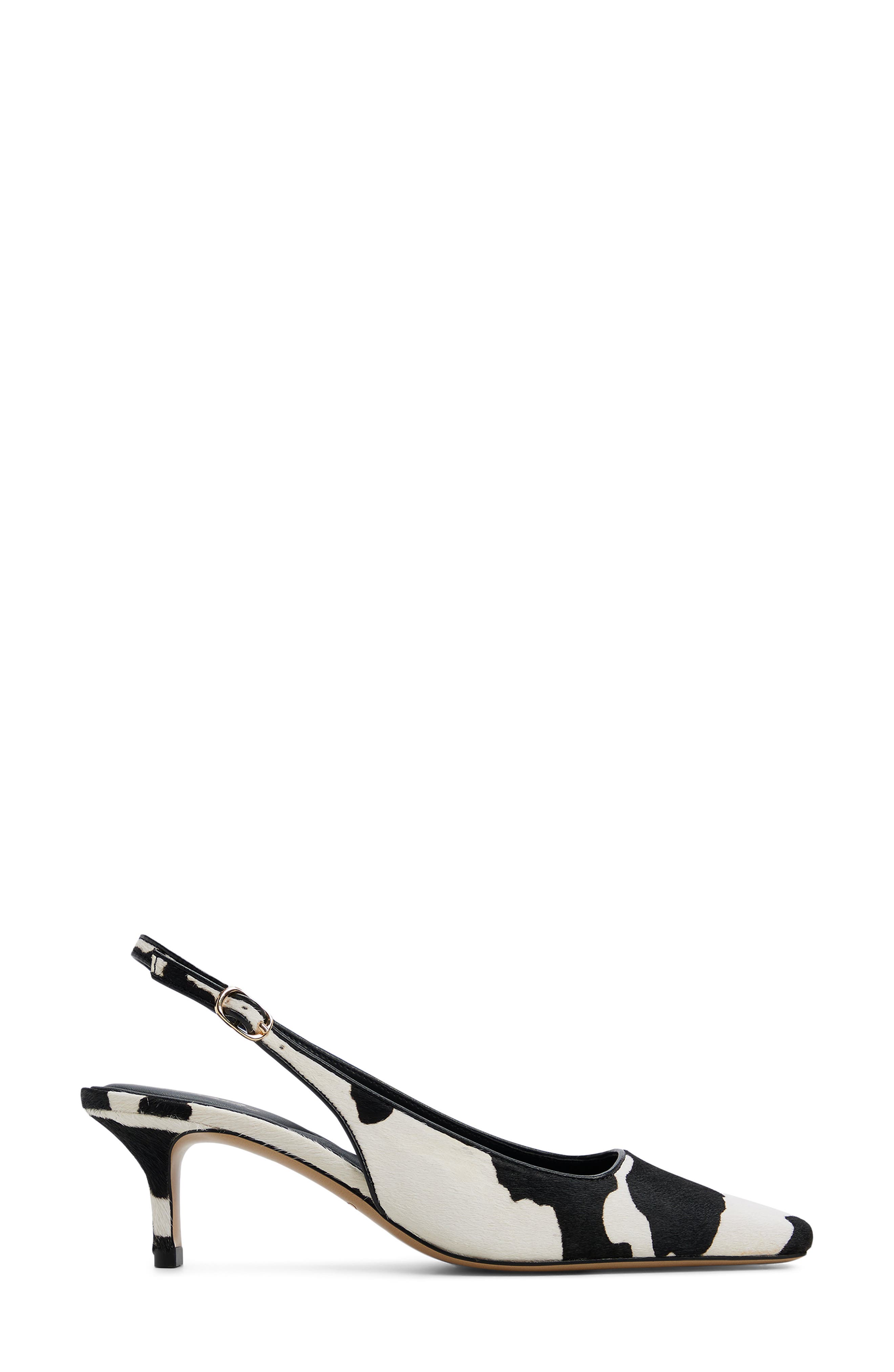 ALDO Gabrielle Calf Hair Slingback Pump, Alternate, color, White/ Black