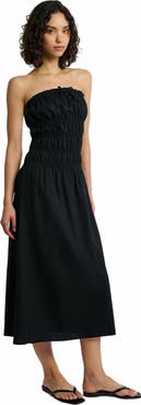 Onia Air Linen Smocked Maxi Dress