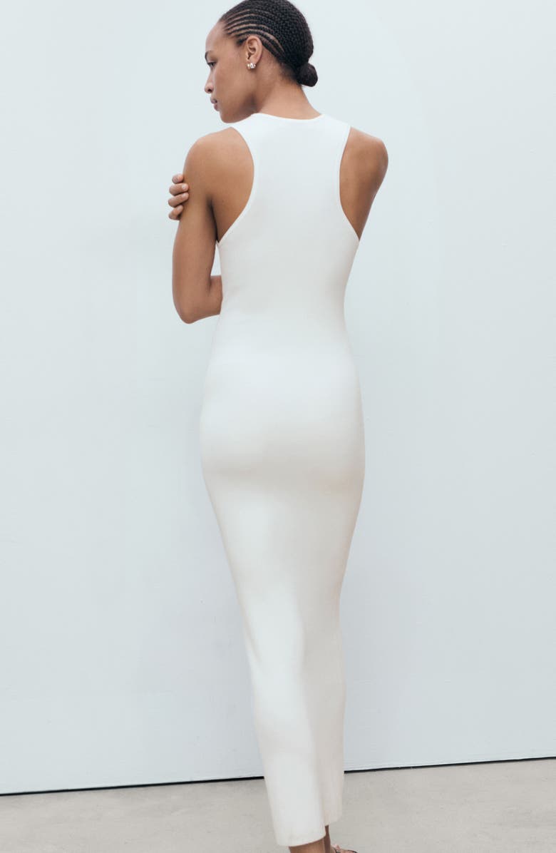 MANGO Knit Body-Con Maxi Dress, Alternate, color, White