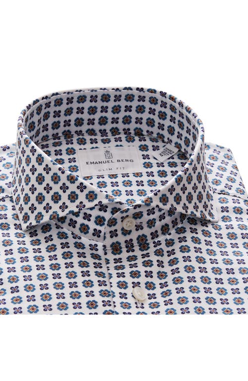 Emanuel Berg Modern Fit Floral Stretch Button-up Shirt In Blue