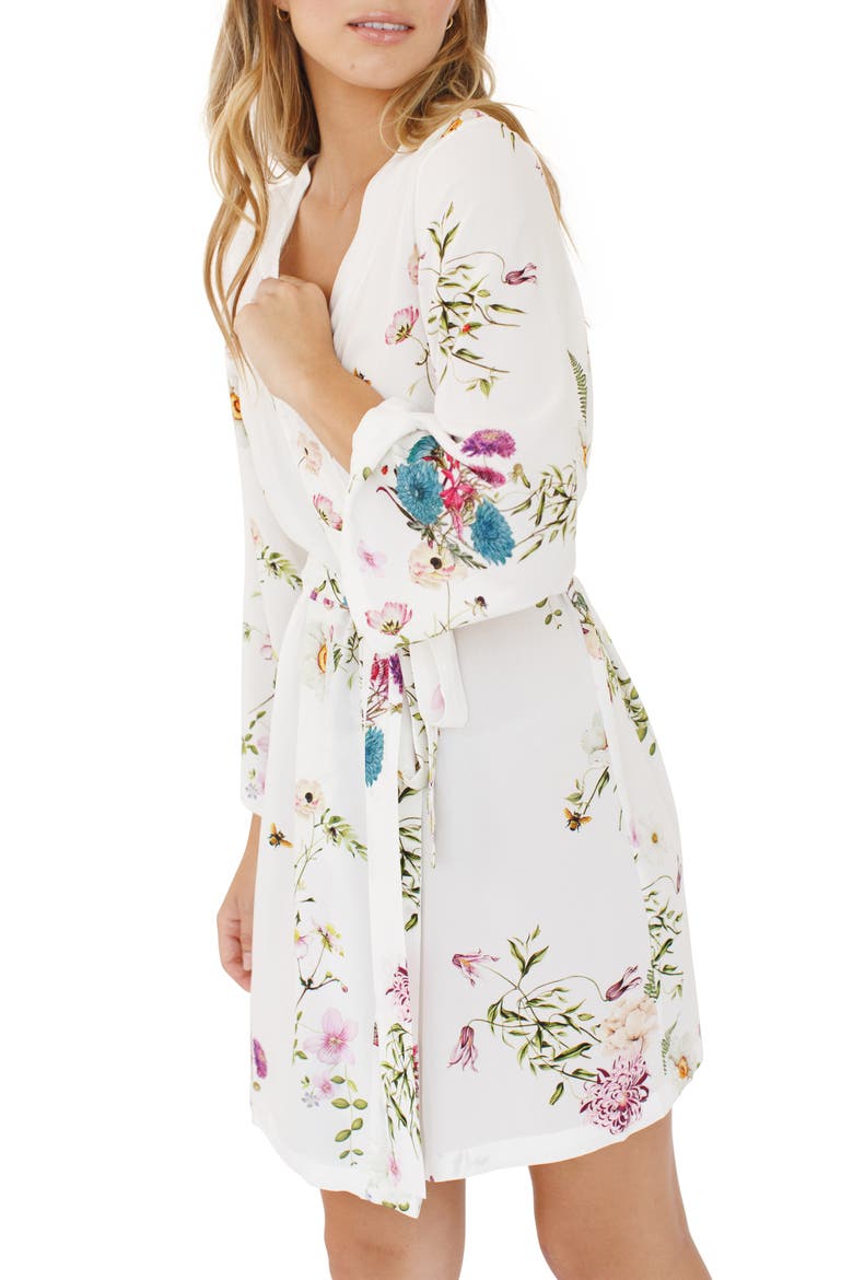 Floral Print Short Robe, Alternate, color, SIREN SONG