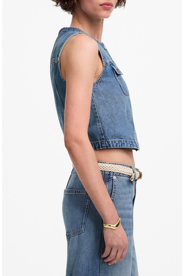Crop Denim Vest, Alternate, color, ROBERTSON WASH