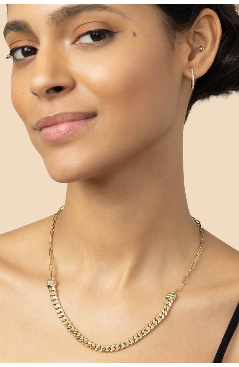 Oradina 14K Gold Shine Bright Medium Diamond Hoops, Alternate, color, 