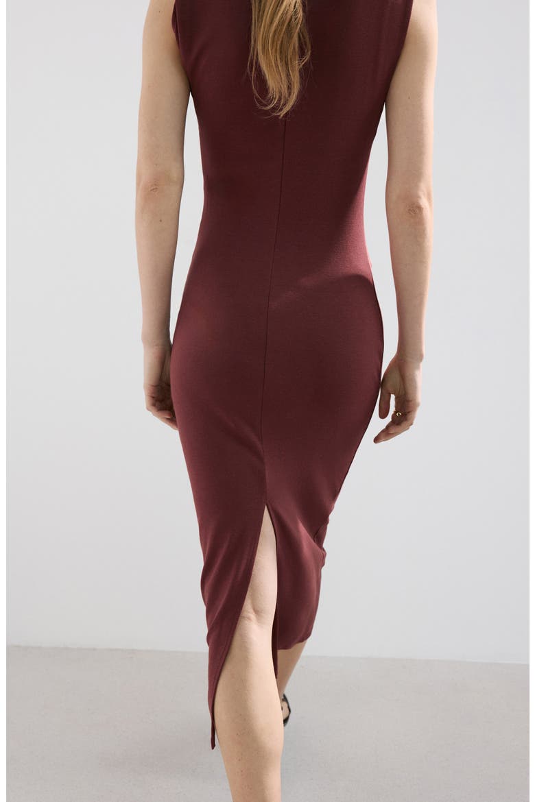 Ruched Sleeveless Midi Dress, Alternate, color, RUSSET