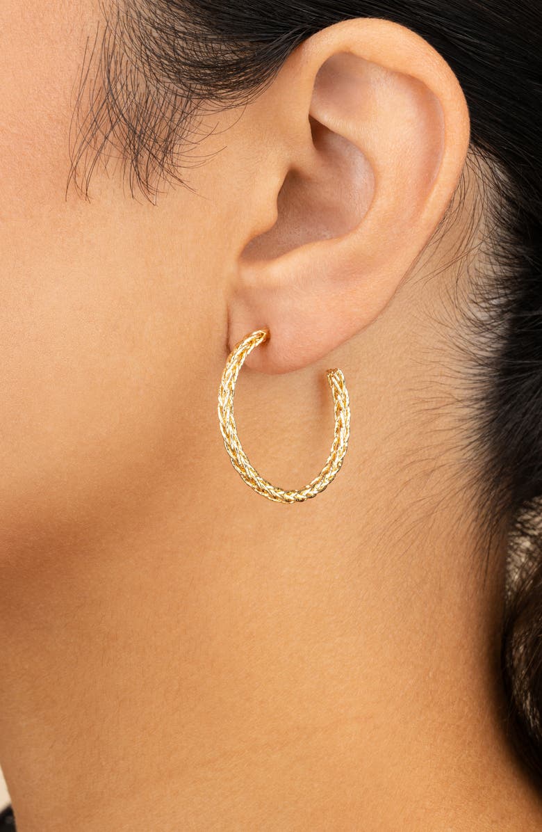 Sterling Forever Penrose Braided Hoop Earrings, Alternate, color, Gold