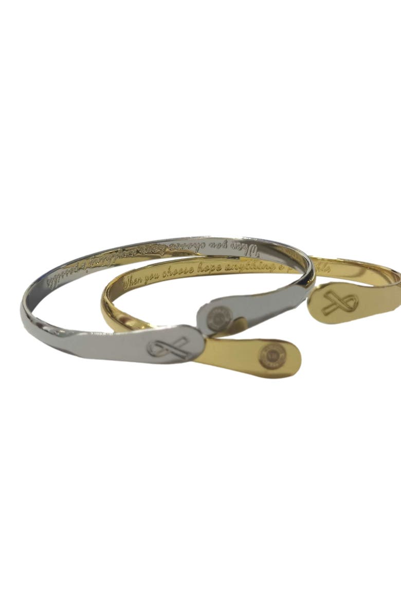 Hollywood Sensation Cancer Awareness Bracelets, Engraved Bracelets When you choose hope anything is possible- Cancer Awareness Sign, Alternate, color, Silver