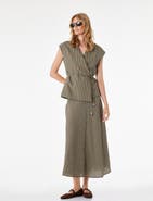 Koton Striped A-Line Midi Skirt