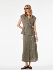 Koton Striped A-Line Midi Skirt