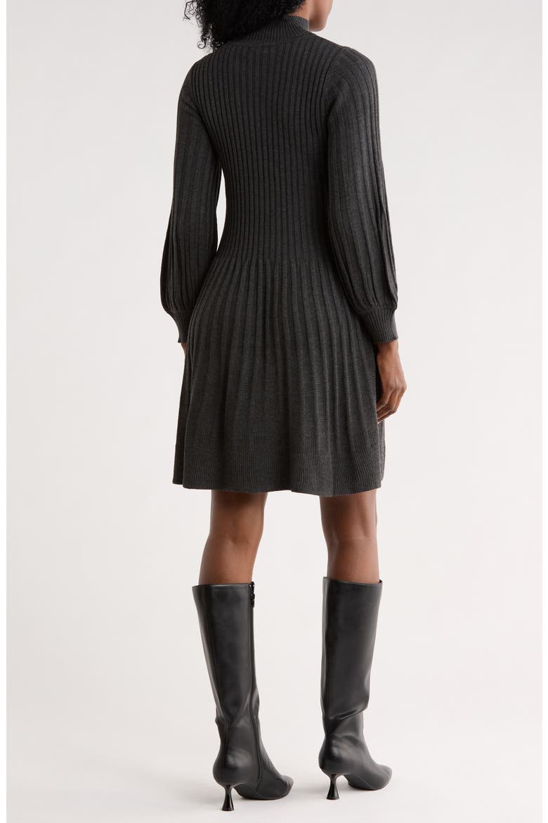 Ribbed A-Line Sweater Dress, Alternate, color, HCHARCOL-HEATHER CHARCOAL