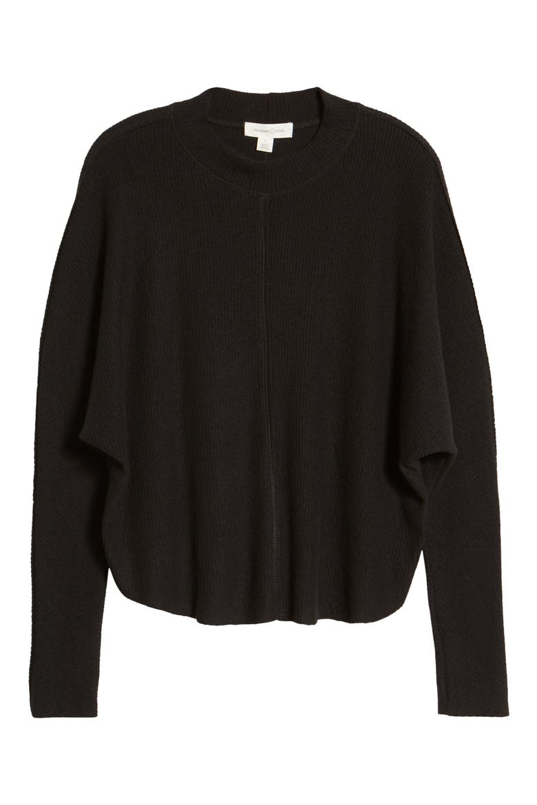 Mock Neck Rib Pullover, Alternate, color, BLACK
