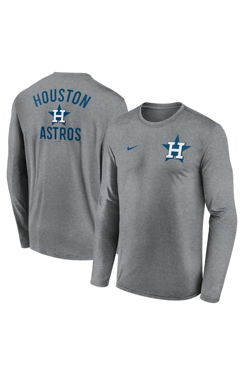 Nike Men's Nike Heather Charcoal Houston Astros 2-Hit Legend Performance Long Sleeve T-Shirt, Alternate, color, Heather Charcoal