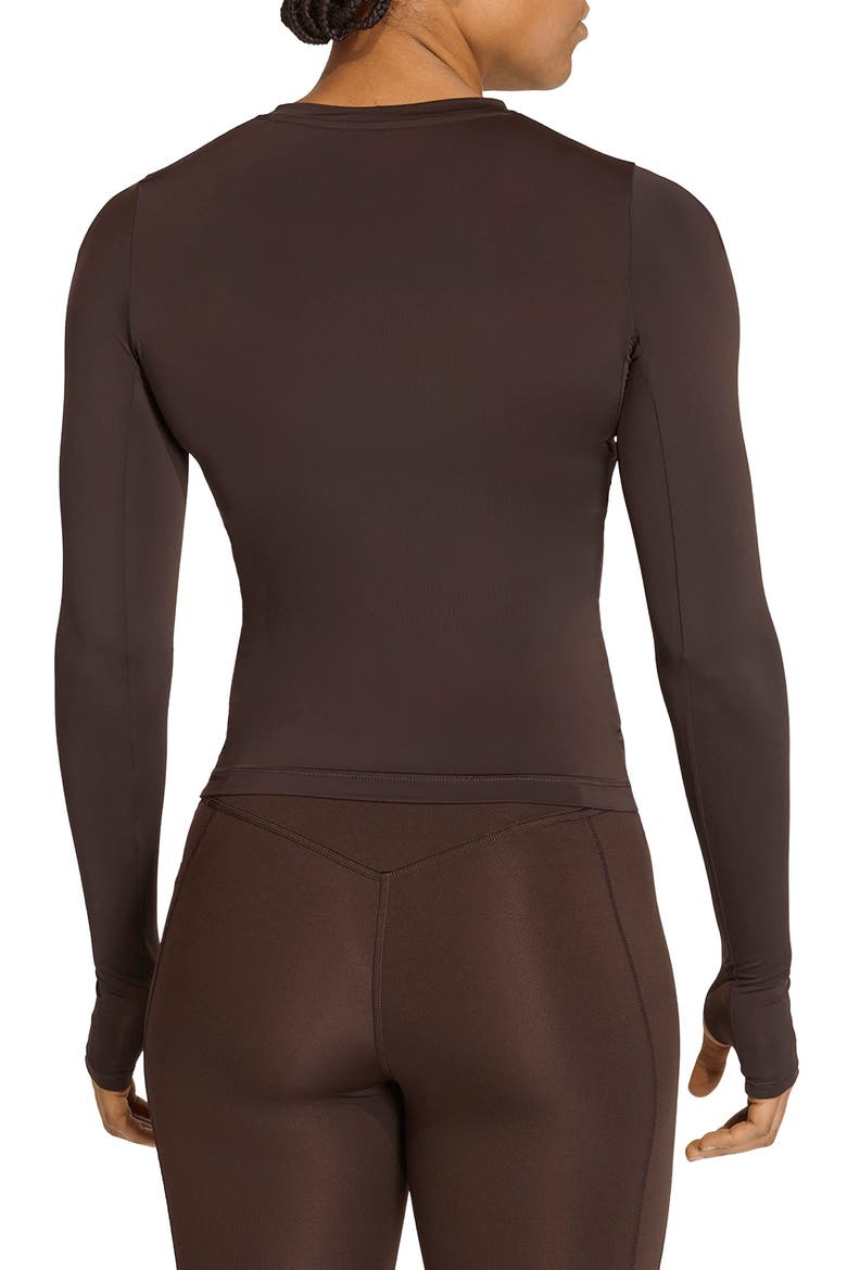 Power Essentials Workout Contour Long Sleeve Top, Alternate, color, AURORA COFFEE