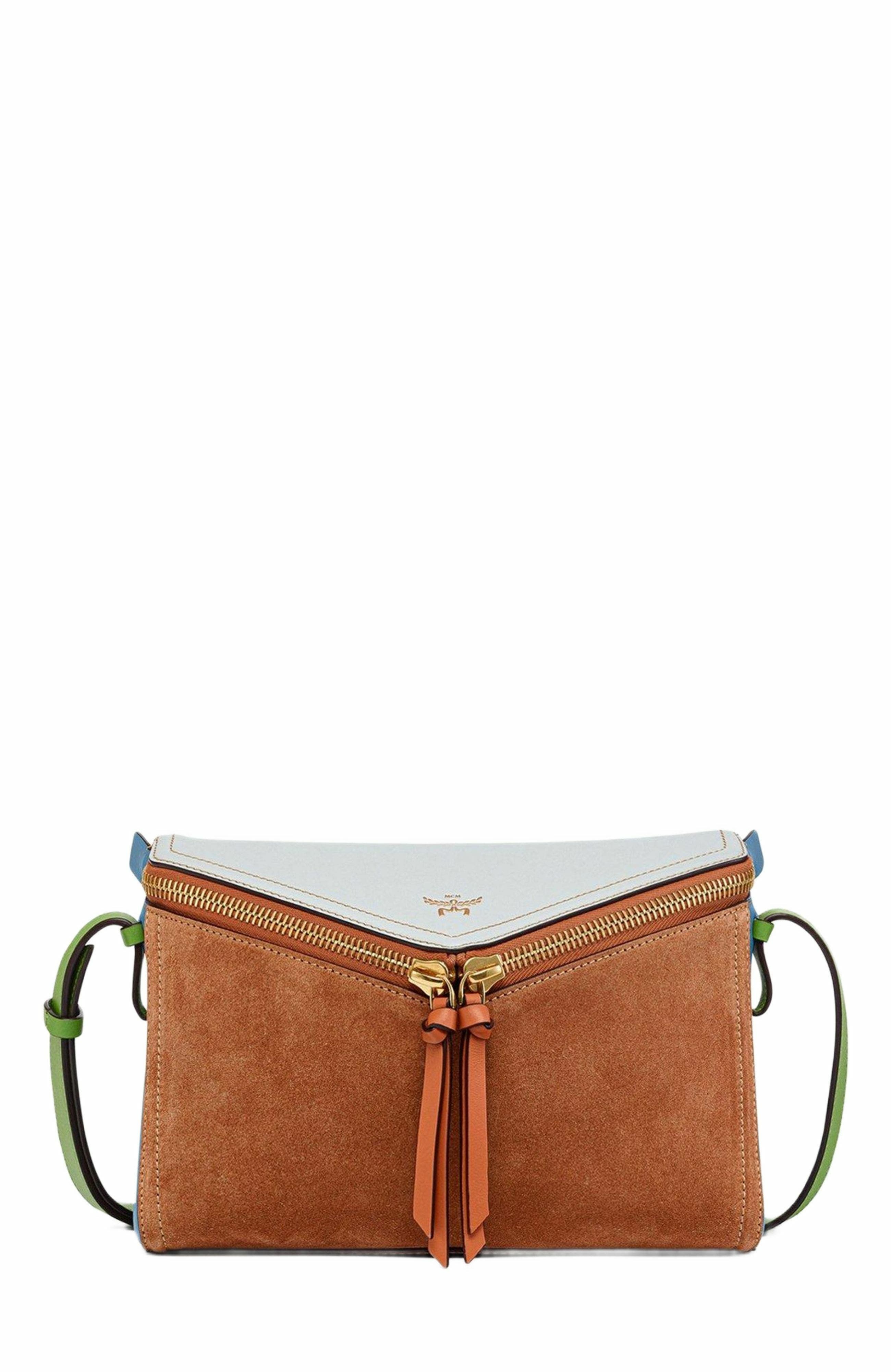 MCM Diamant 3D Shoulder Bag in Suede and Calf Leather, Main, color, Multi