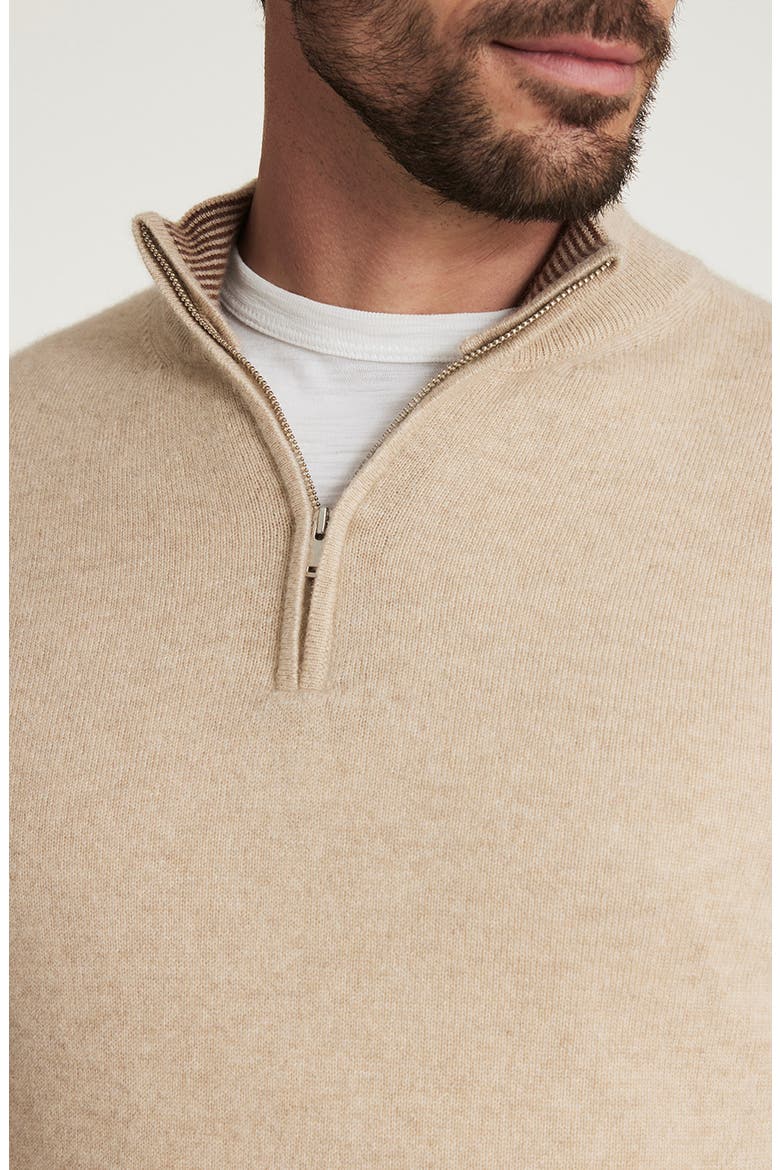 Cashmere, Silk & Wool Quarter Zip Sweater, Alternate, color, BEIGE