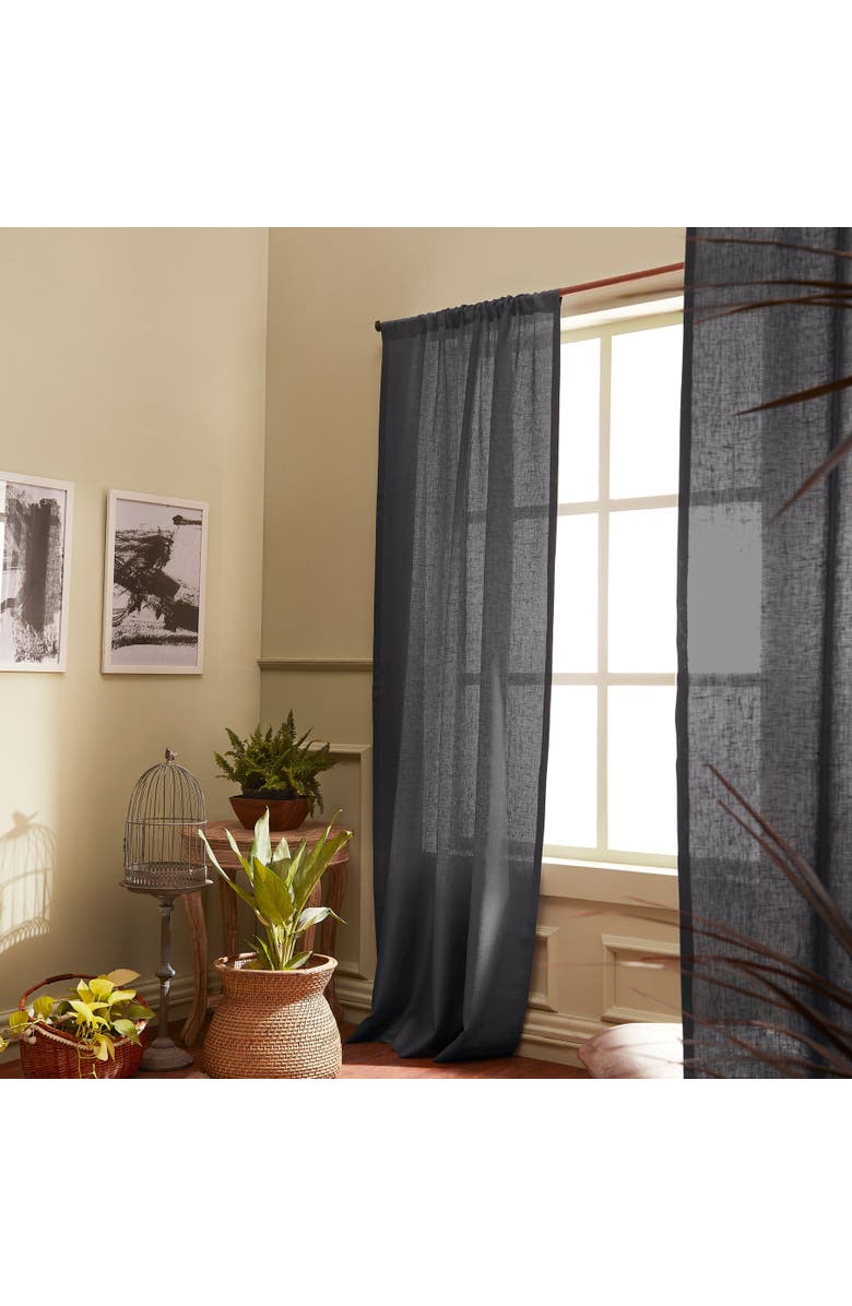 Solino Home Linen Sheer Curtain with Light Filtering Rod Pocket Curtain for Living Room, Bedroom, Alternate, color, Charcoal