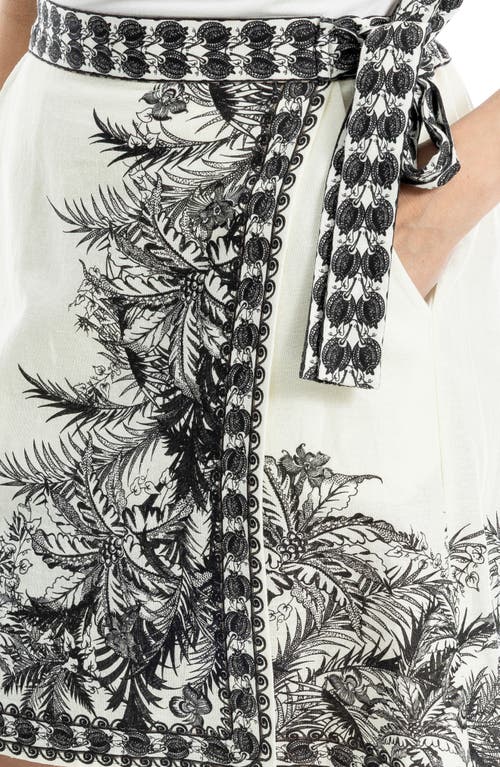 Max Studio Embroidered Border Print Wrap Miniskirt