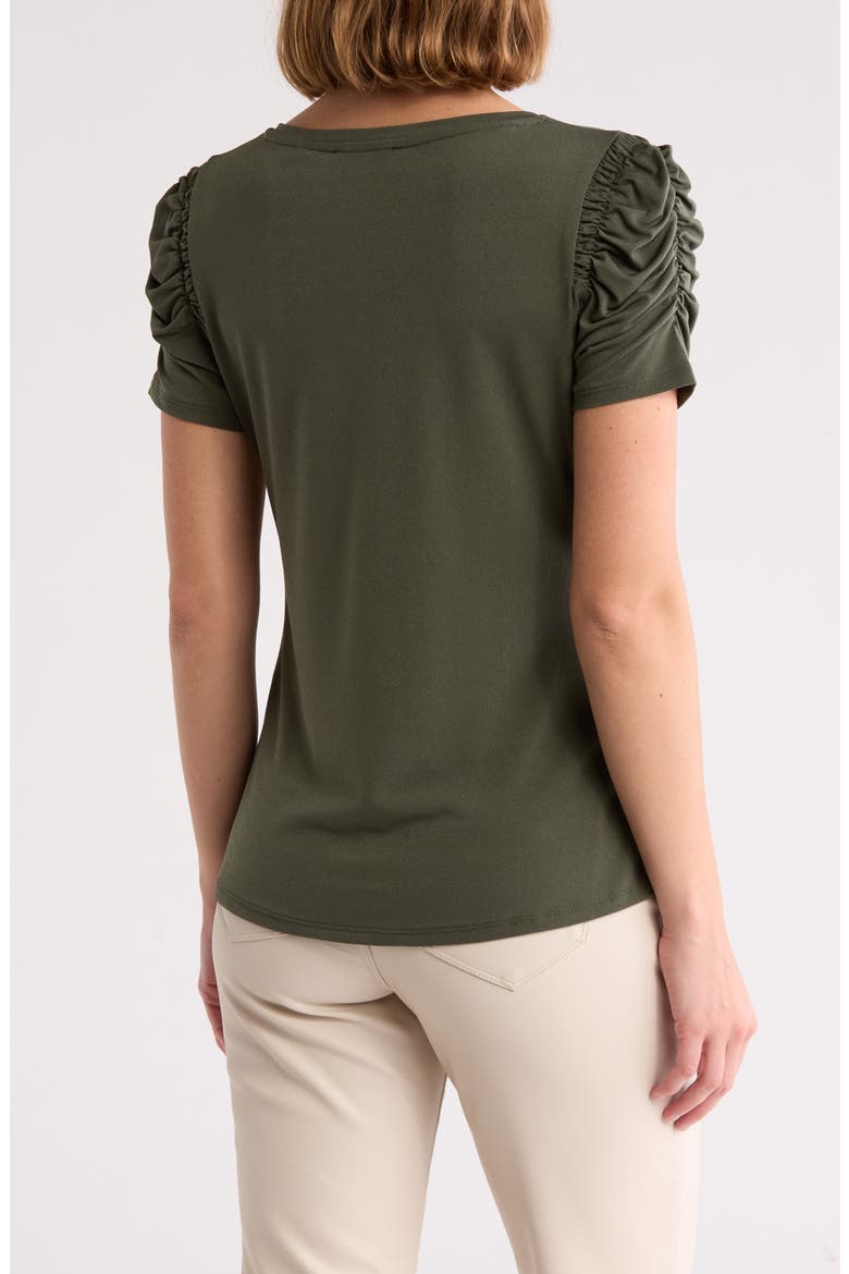 Ruched Sleeve V-Neck T-Shirt, Alternate, color, CYPRESS OLIVE