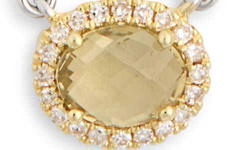 Meira T Green Amethyst & Diamond Necklace In Yellow