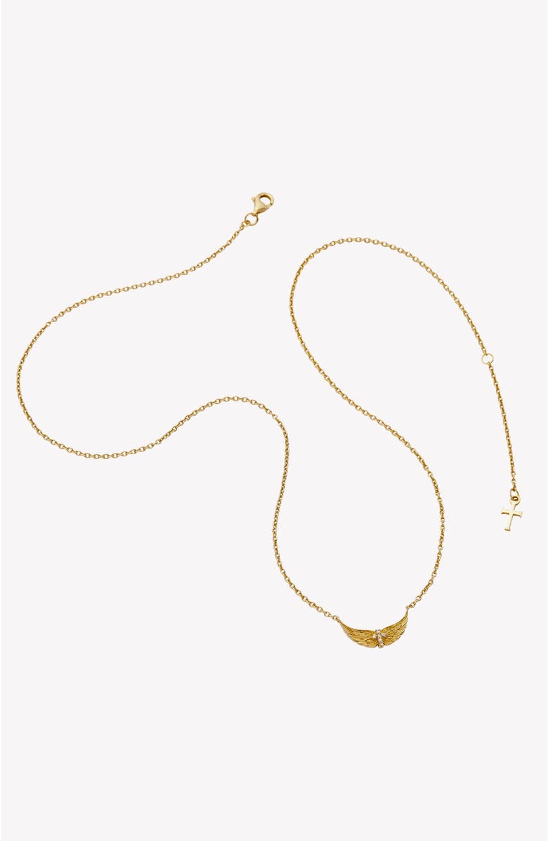 Rizen Jewelry Divine Wings Mini Cross Necklace, Alternate, color, 18K Gold Plated