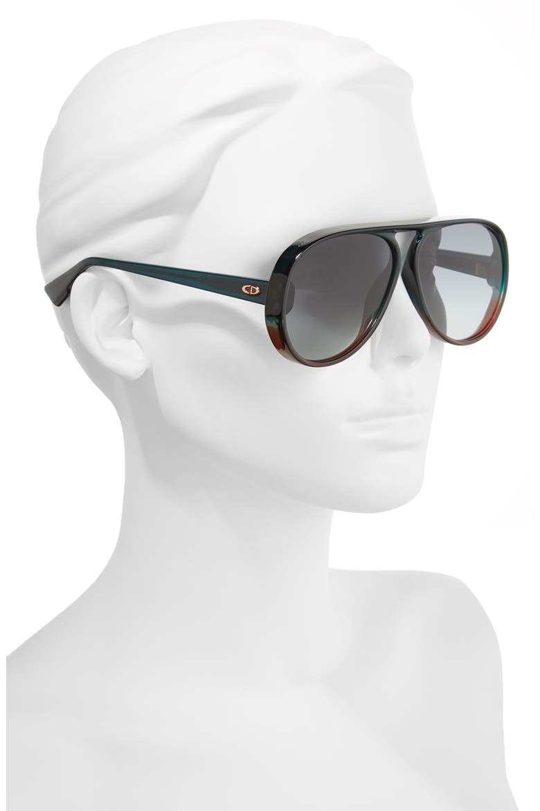 Lia 62mm Oversize Aviator Sunglasses, Alternate, color, GREEN/ BROWN